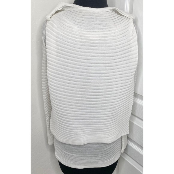 🤍 CHANEL Jewel Button Brooch Pin Ottoman Open Knit Stripe Shoulder Tie Sweater - Picture 6 of 11